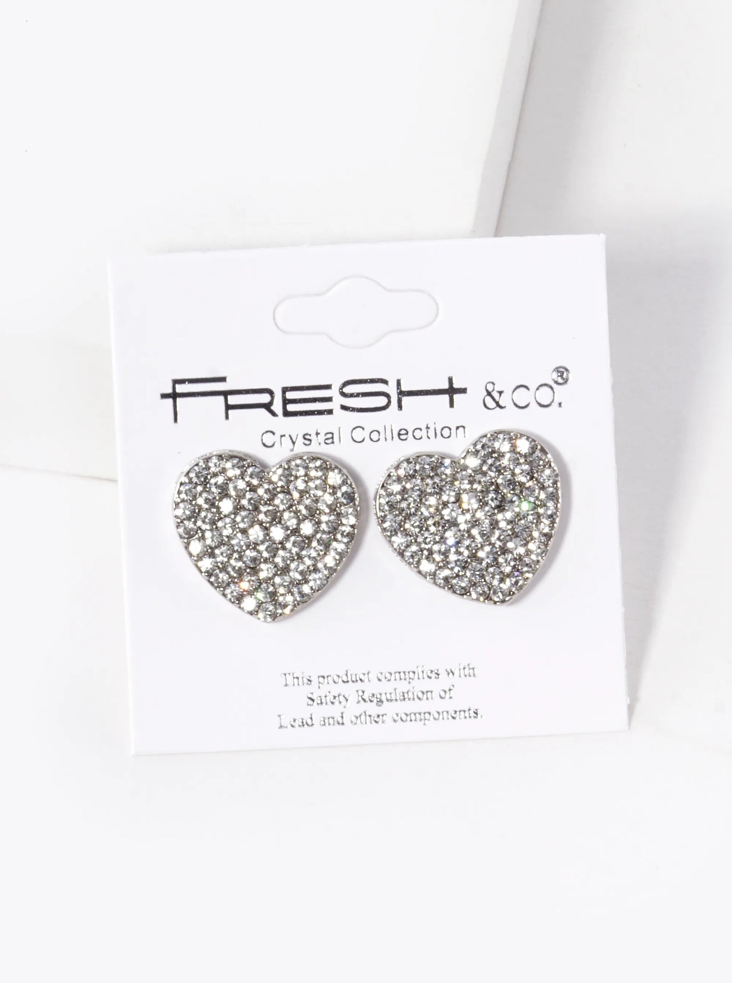 Crystal Pave 18mm Heart Stud Earrings