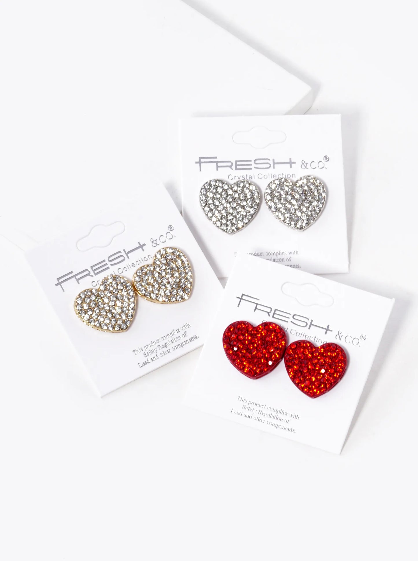 Crystal Pave 18mm Heart Stud Earrings