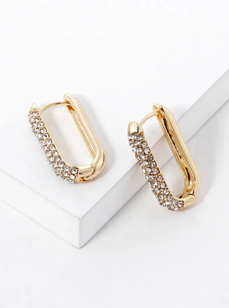 Crystal Pave 18mm Huggie Hoop Earrings