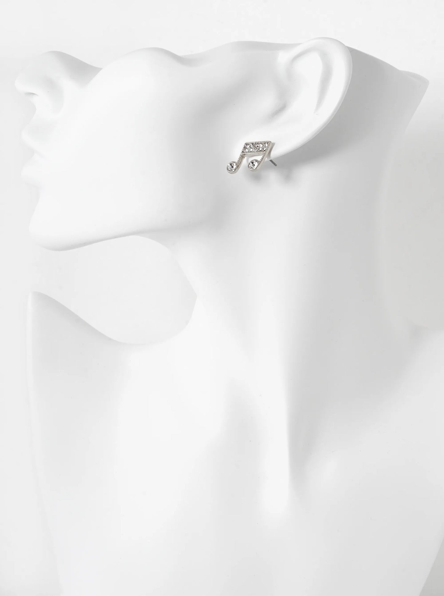 Crystal Pave 19mm Musical Note Stud Earrings