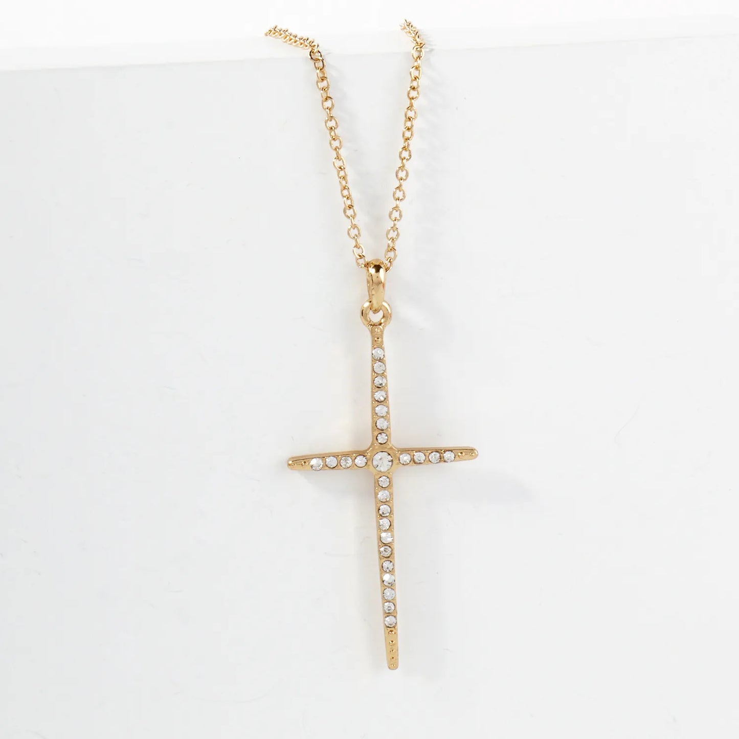 Crystal-Pave 2-inch Cross Pendant Necklace