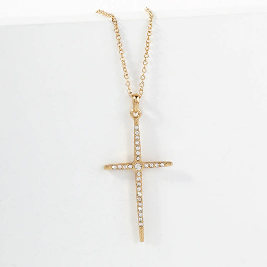 Crystal-Pave 2-inch Cross Pendant Necklace