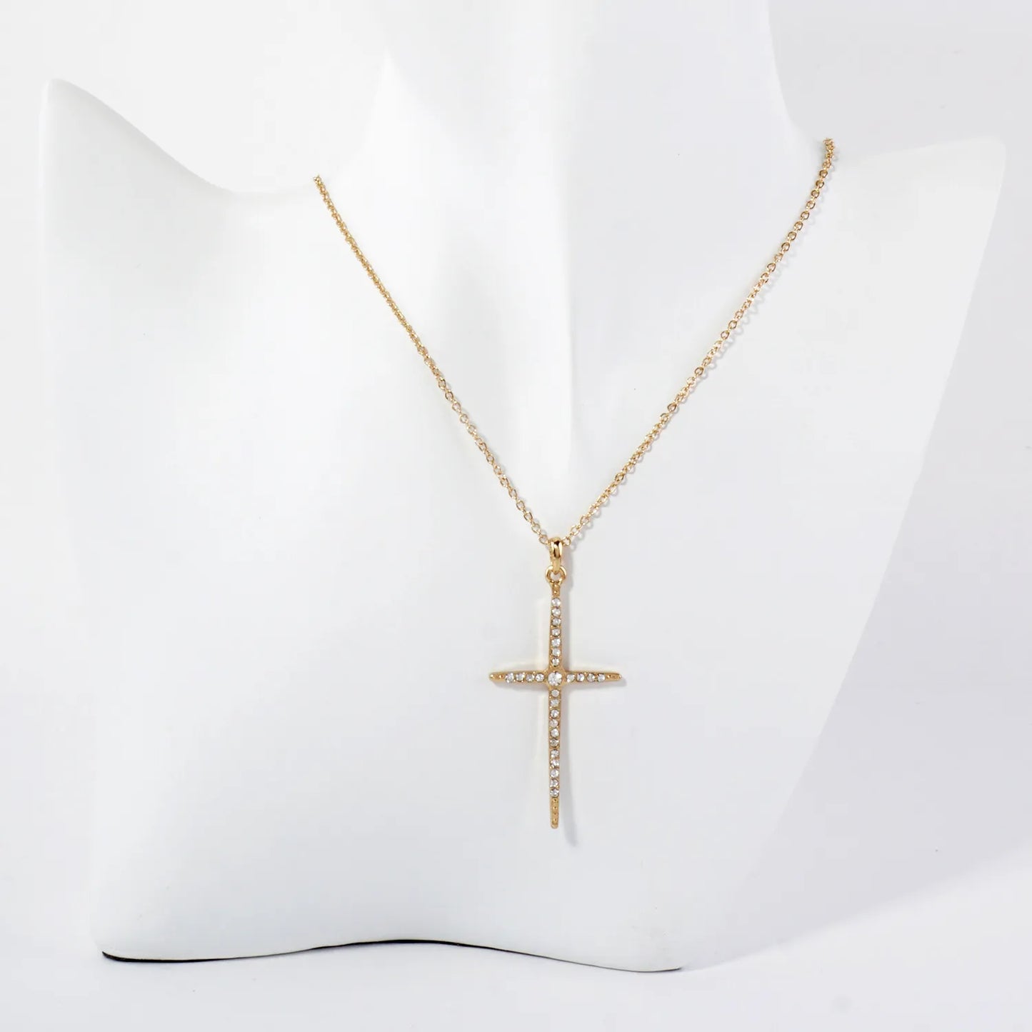 Crystal-Pave 2-inch Cross Pendant Necklace
