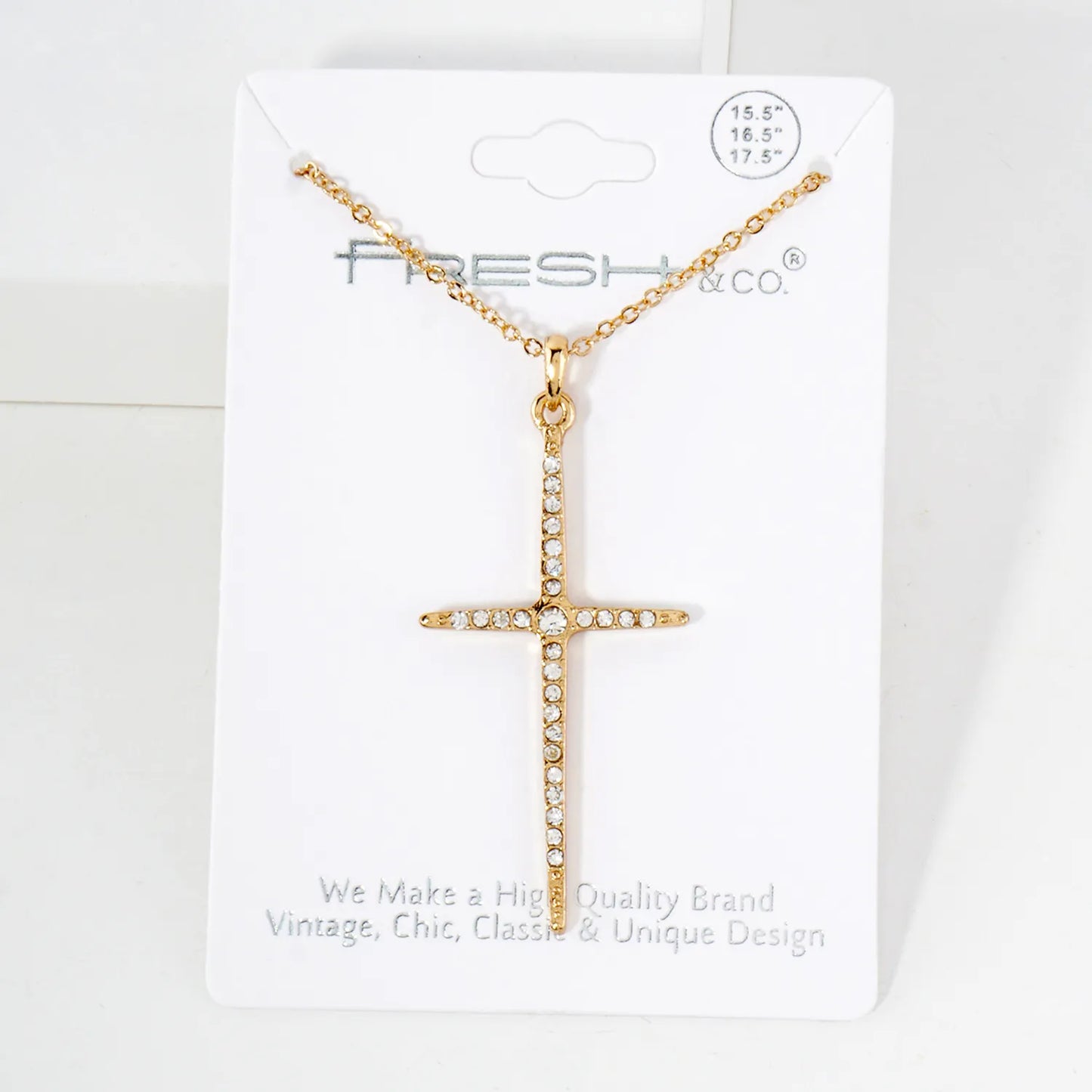Crystal-Pave 2-inch Cross Pendant Necklace