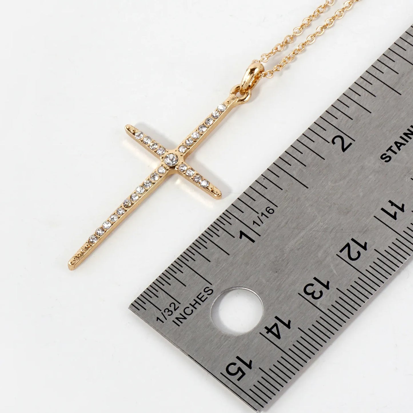Crystal-Pave 2-inch Cross Pendant Necklace