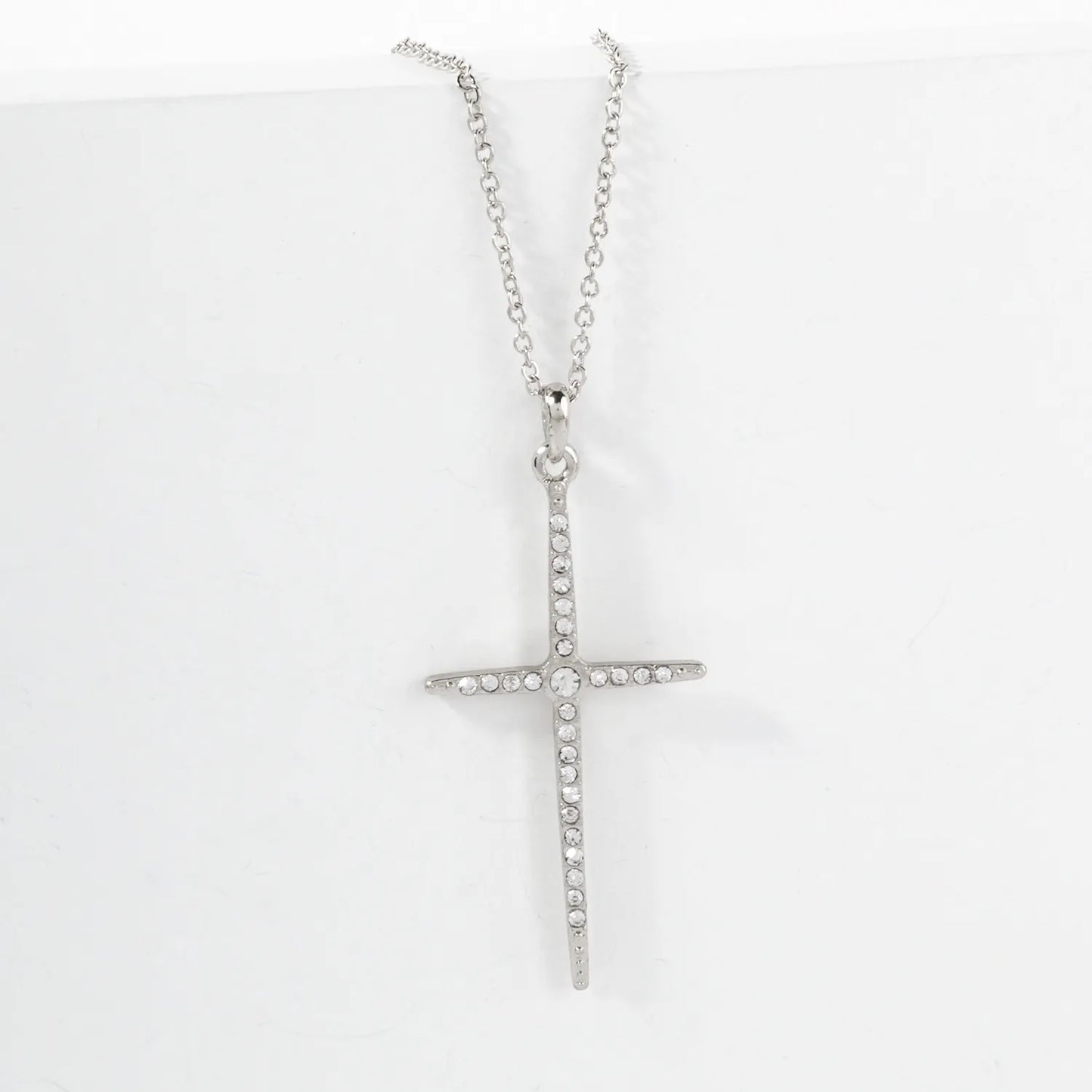 Crystal-Pave 2-inch Cross Pendant Necklace