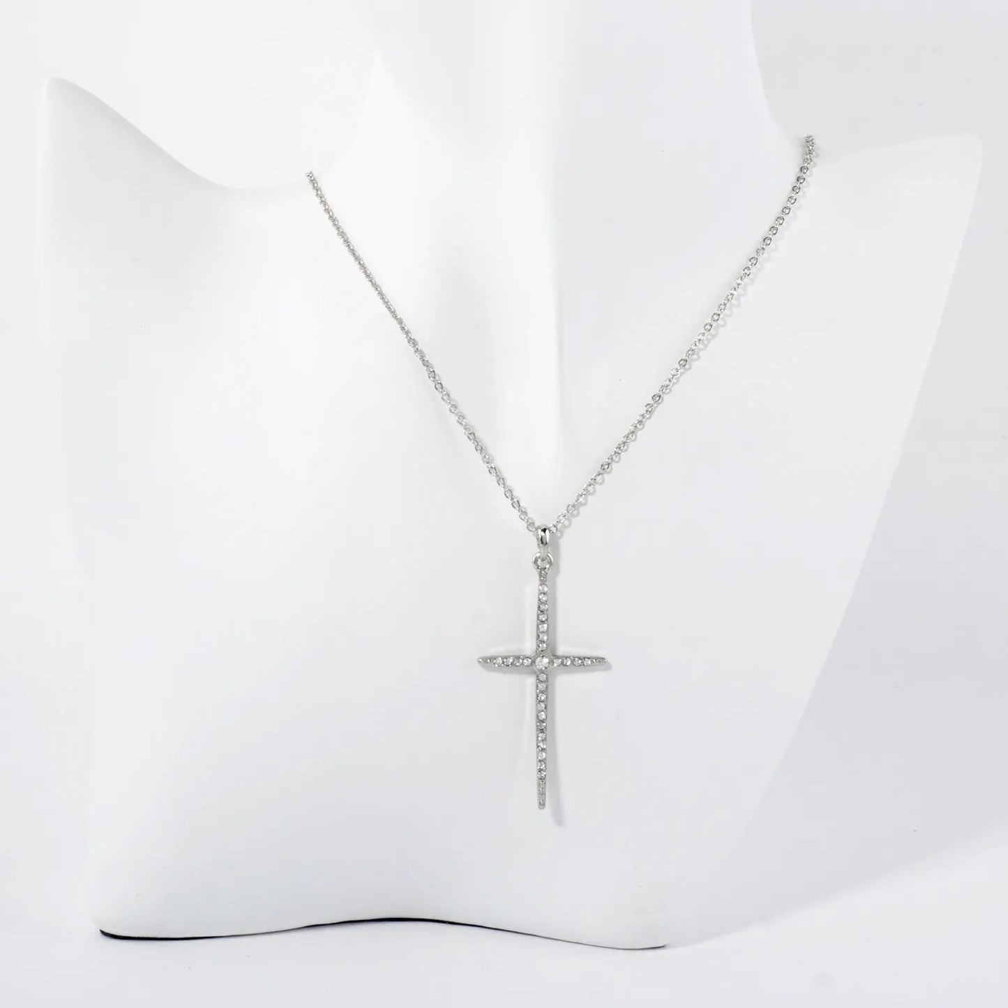 Crystal-Pave 2-inch Cross Pendant Necklace