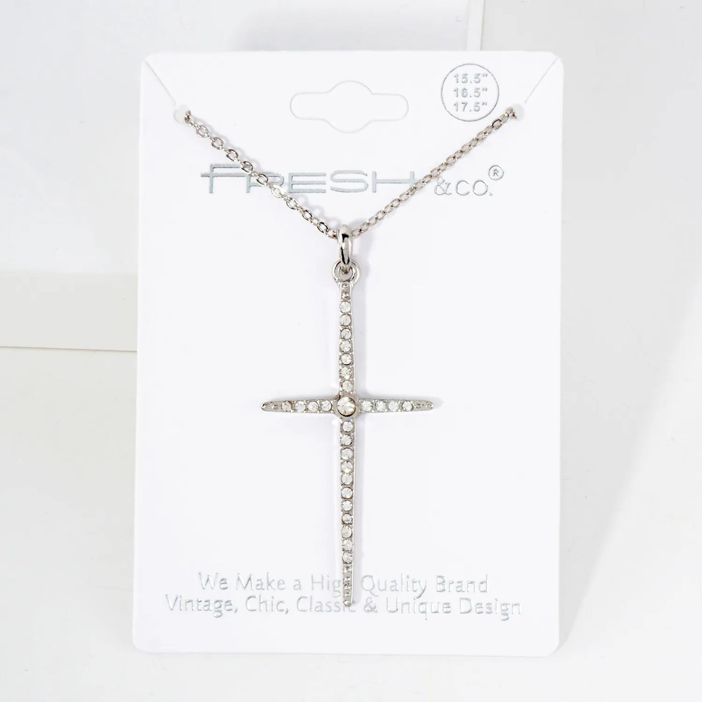Crystal-Pave 2-inch Cross Pendant Necklace