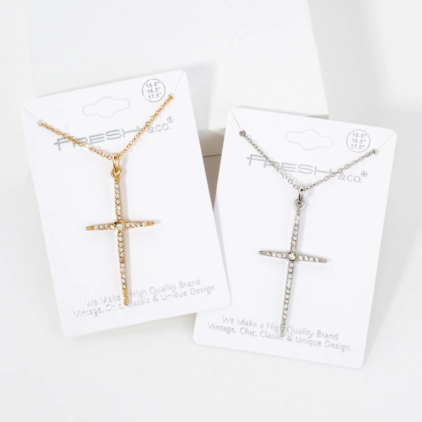 Crystal-Pave 2-inch Cross Pendant Necklace