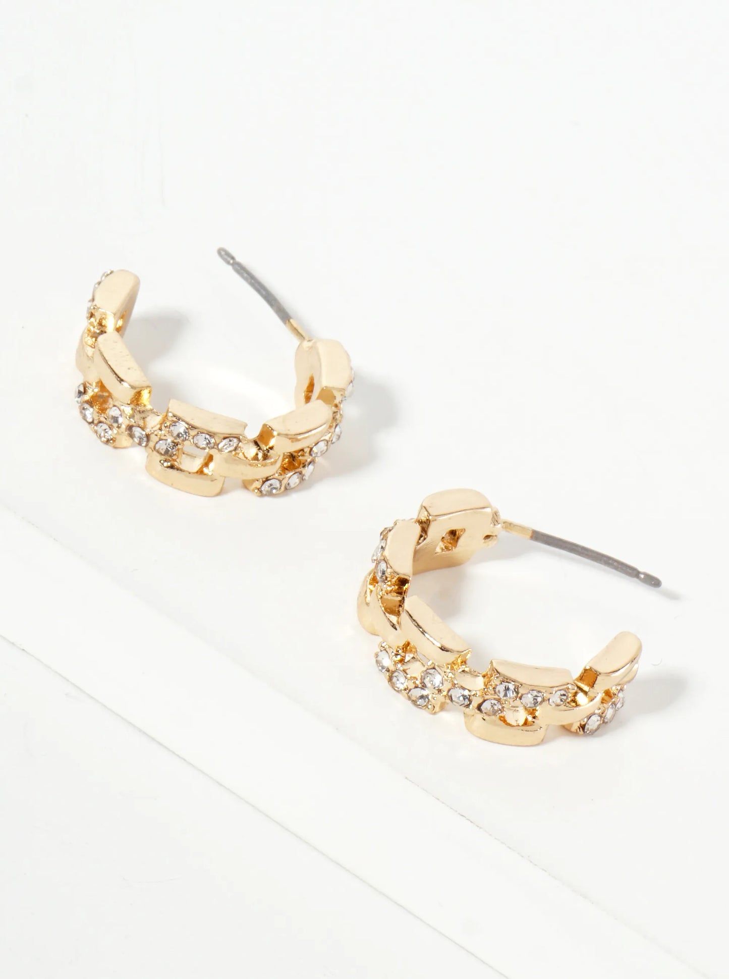 Crystal-Pave 20mm Chain Hoop Earrings
