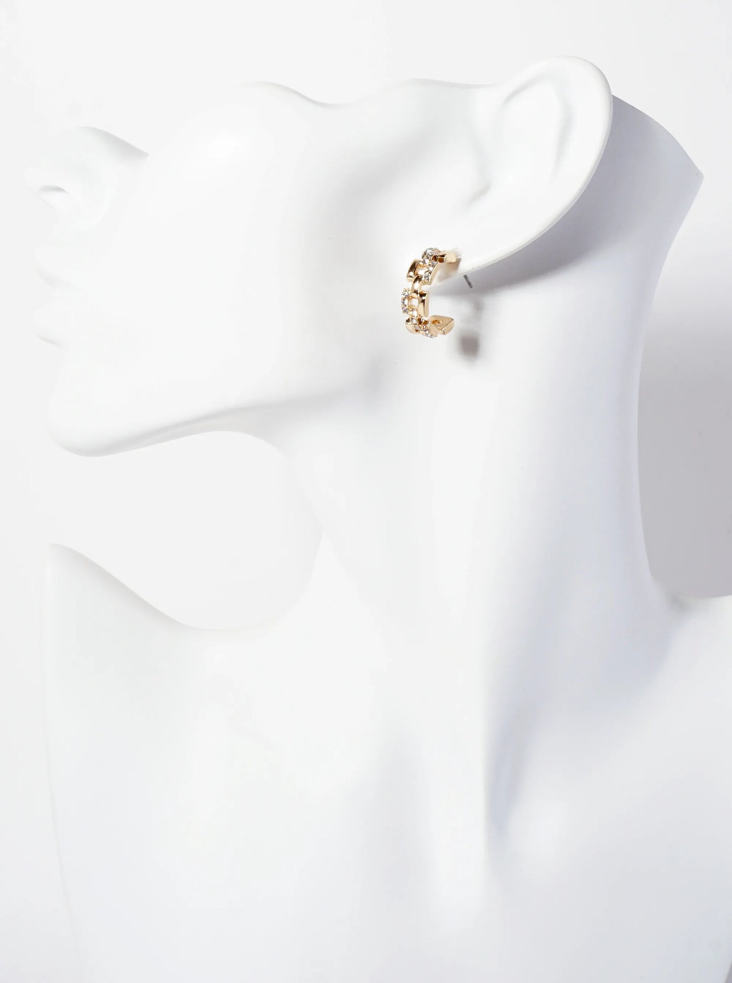 Crystal-Pave 20mm Chain Hoop Earrings