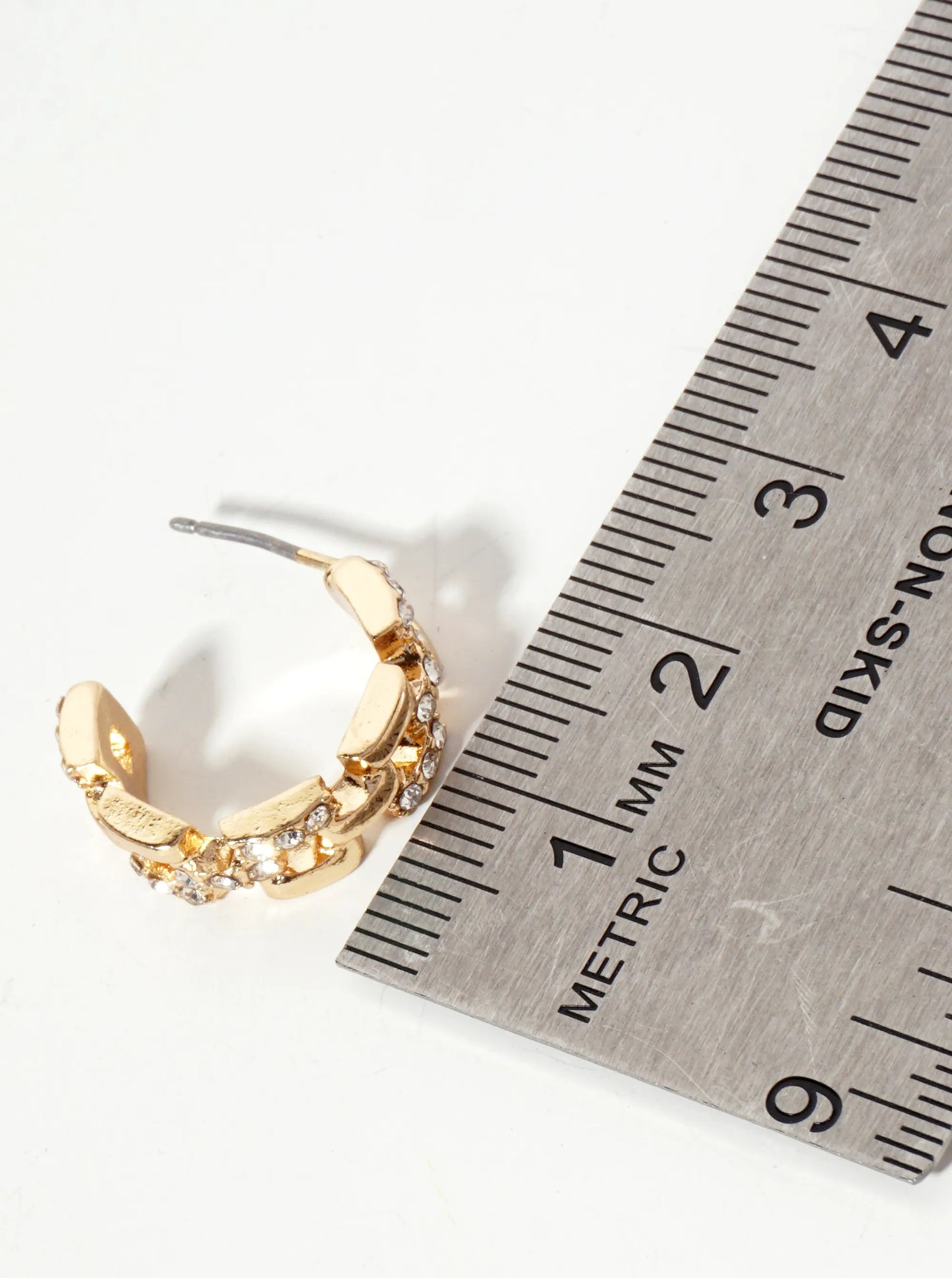 Crystal-Pave 20mm Chain Hoop Earrings