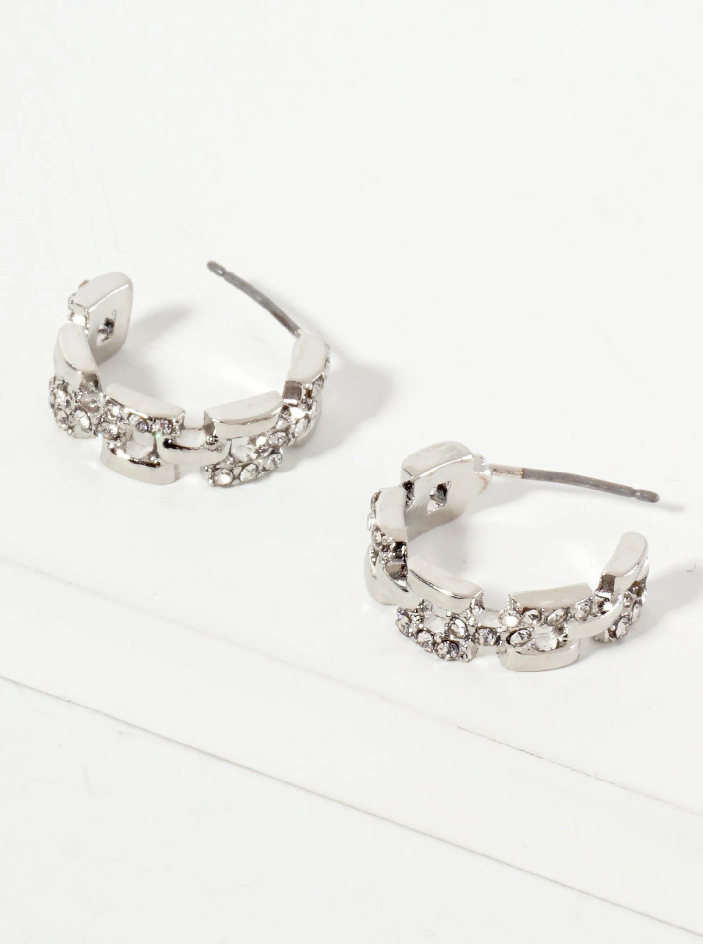 Crystal-Pave 20mm Chain Hoop Earrings