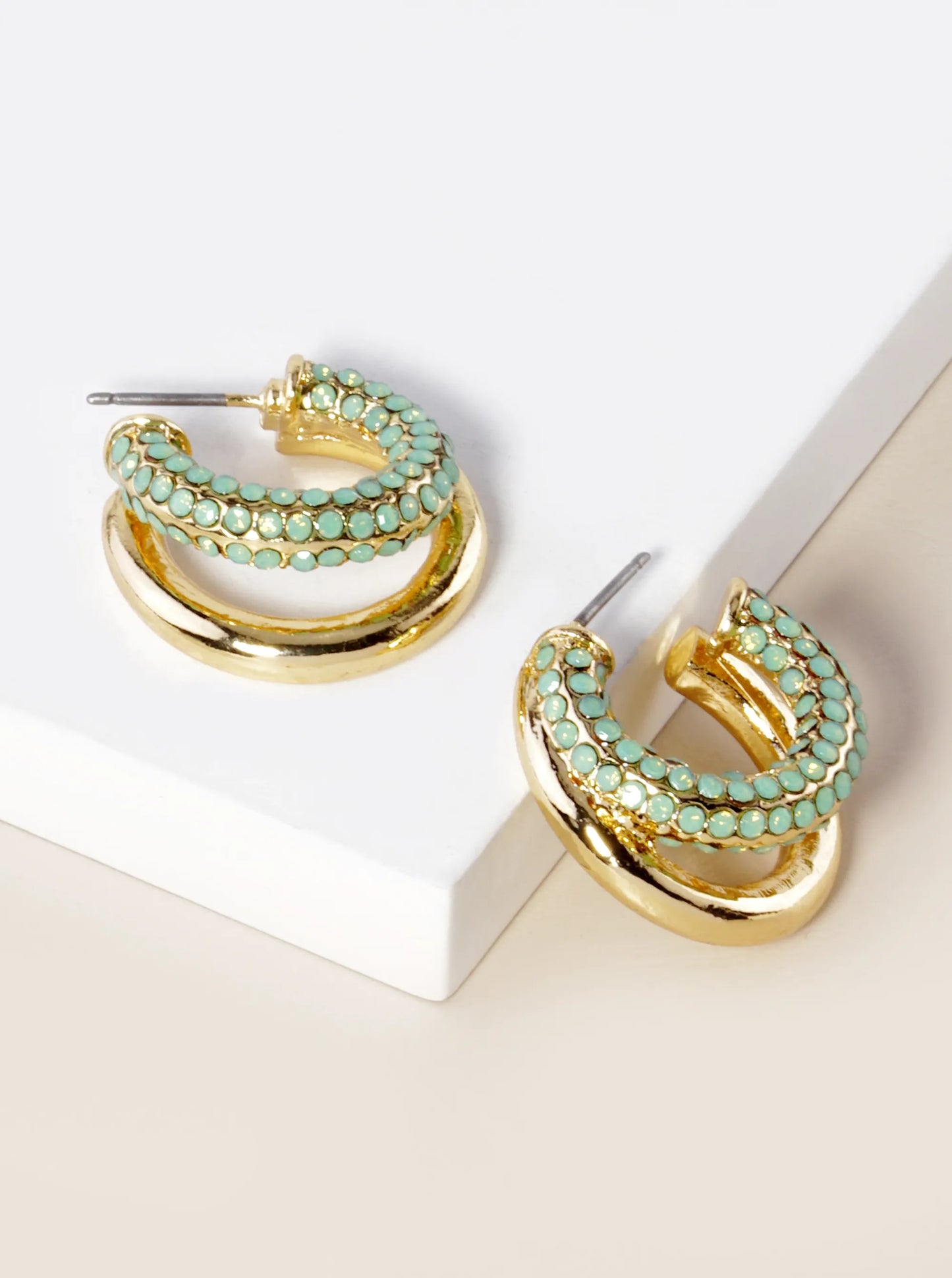 Crystal Pave 20mm Dual Hoop Earrings