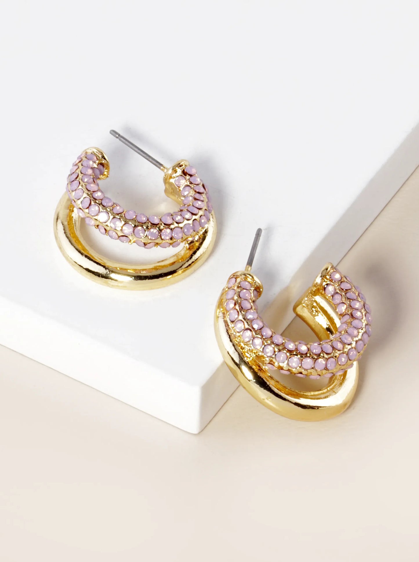 Crystal Pave 20mm Dual Hoop Earrings