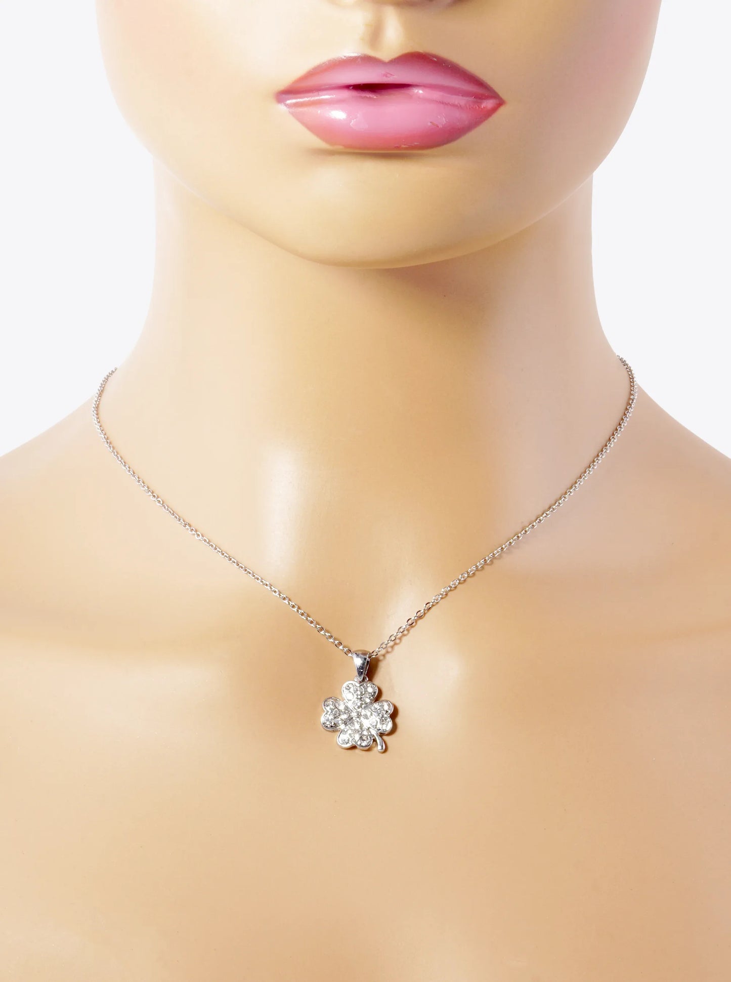 Crystal Pave 20mm Four-Leaf Clover Pendant Necklace