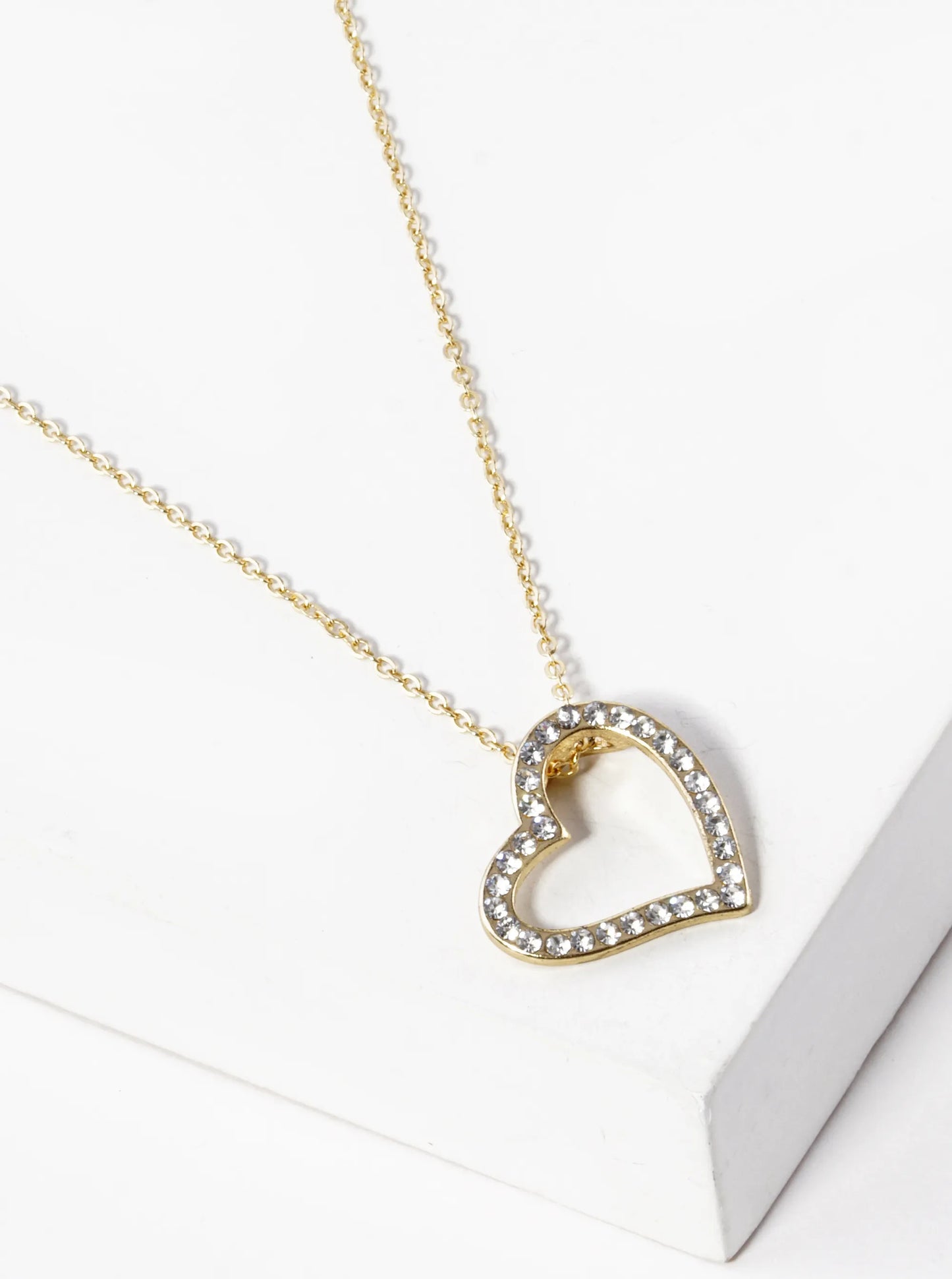 Crystal Pave 20mm Heart Pendant Necklace