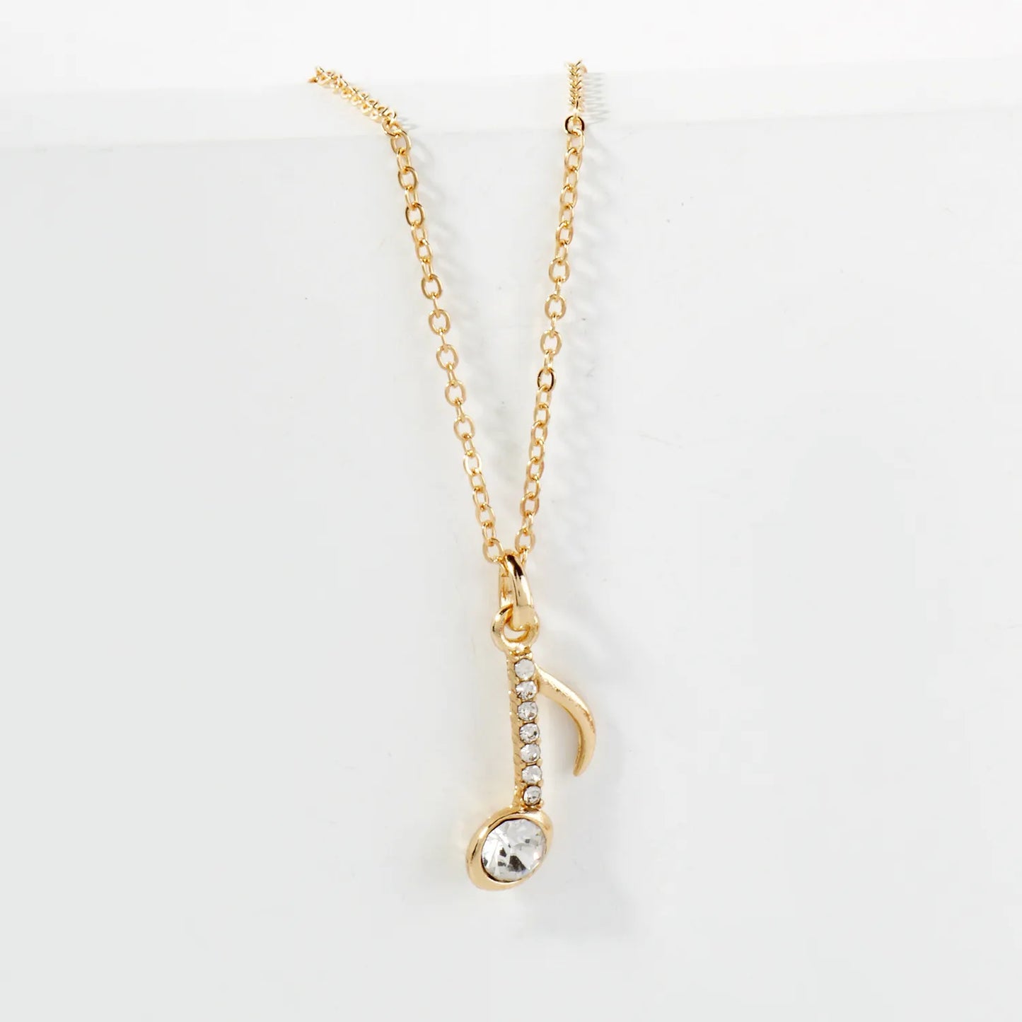 Crystal-Pave 20mm Musical Note Pendant Necklace
