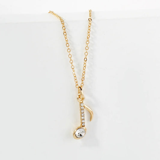 Crystal-Pave 20mm Musical Note Pendant Necklace
