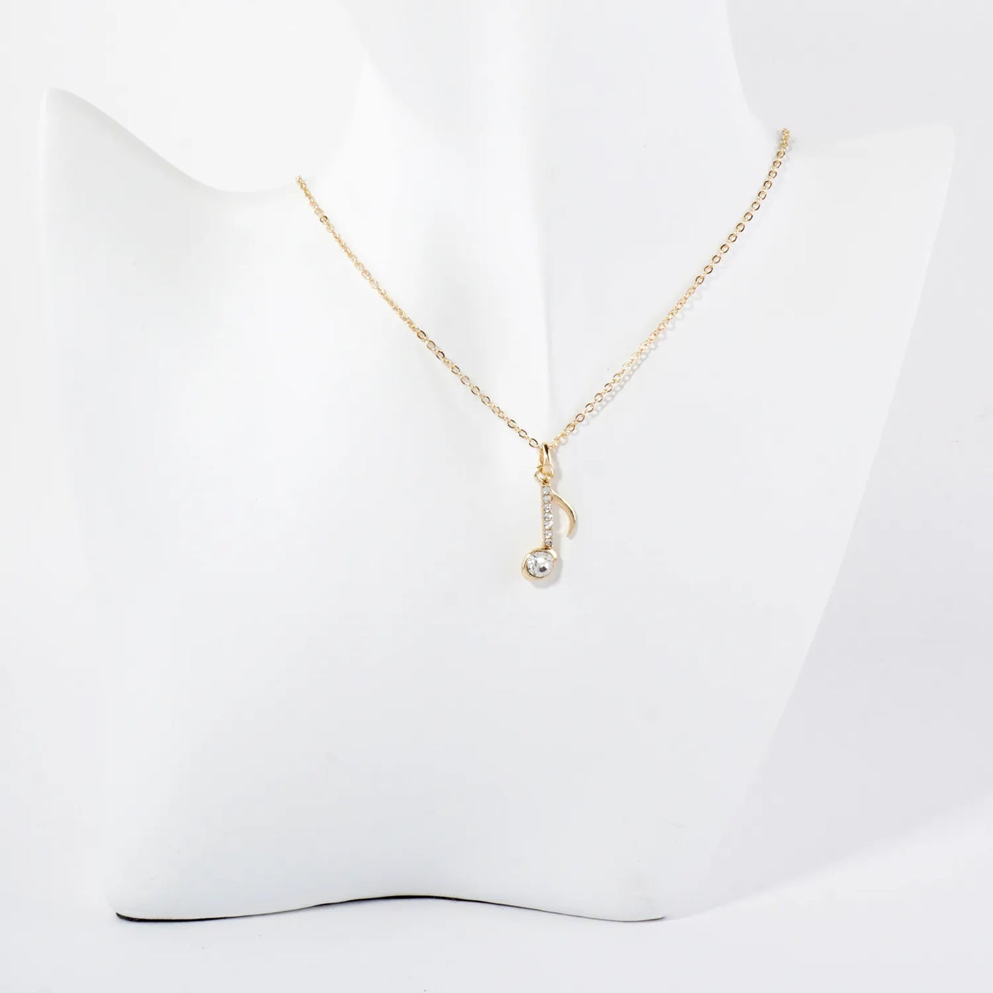 Crystal-Pave 20mm Musical Note Pendant Necklace