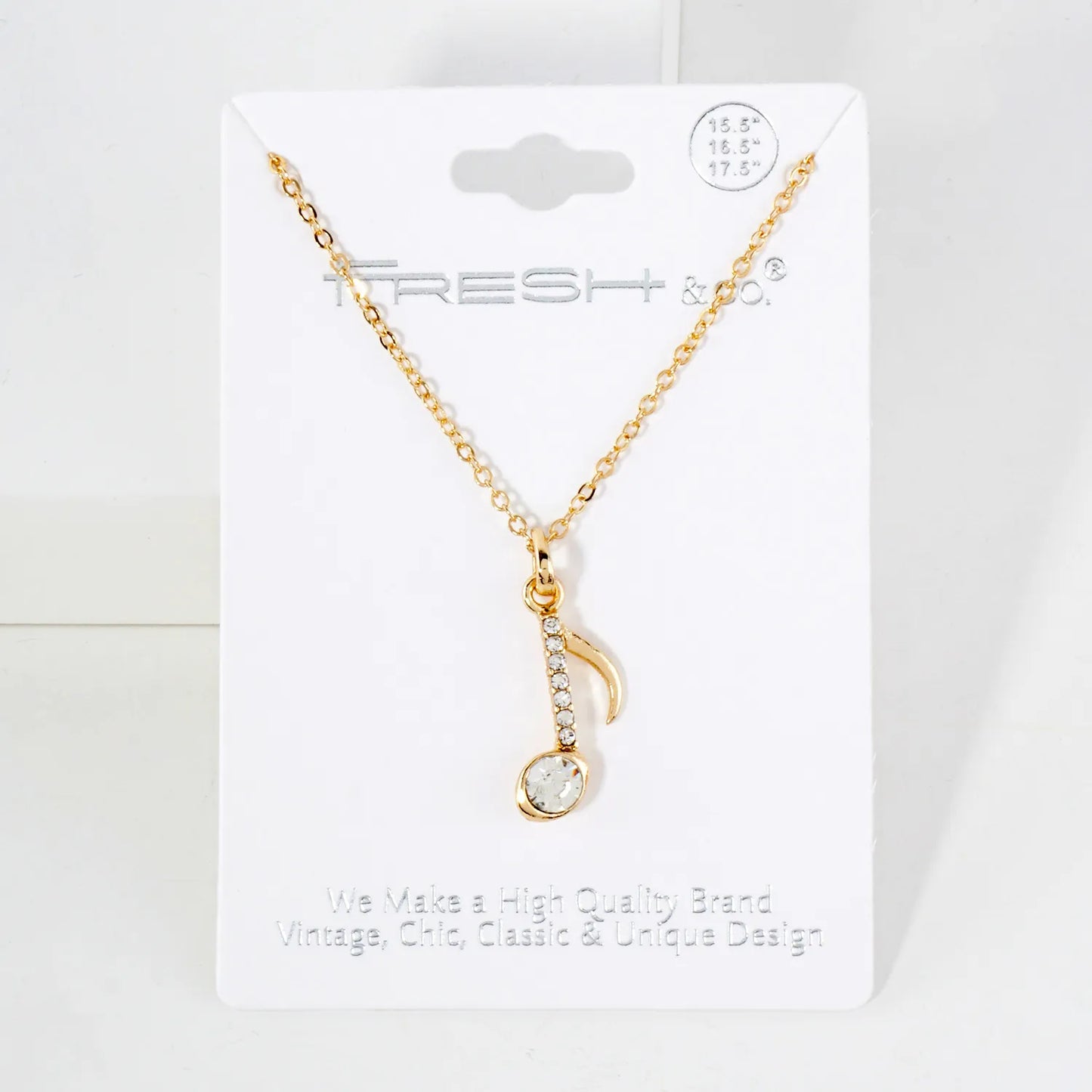 Crystal-Pave 20mm Musical Note Pendant Necklace