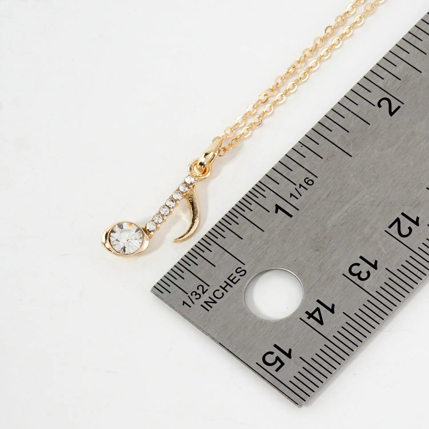 Crystal-Pave 20mm Musical Note Pendant Necklace