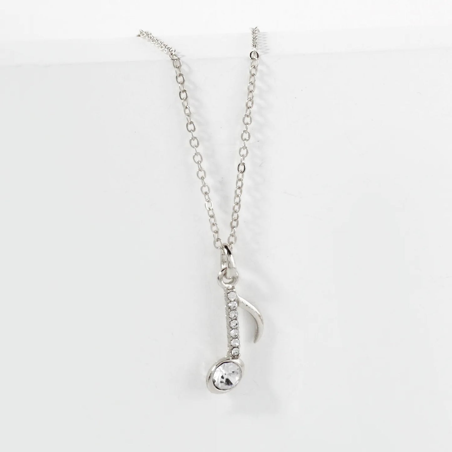 Crystal-Pave 20mm Musical Note Pendant Necklace