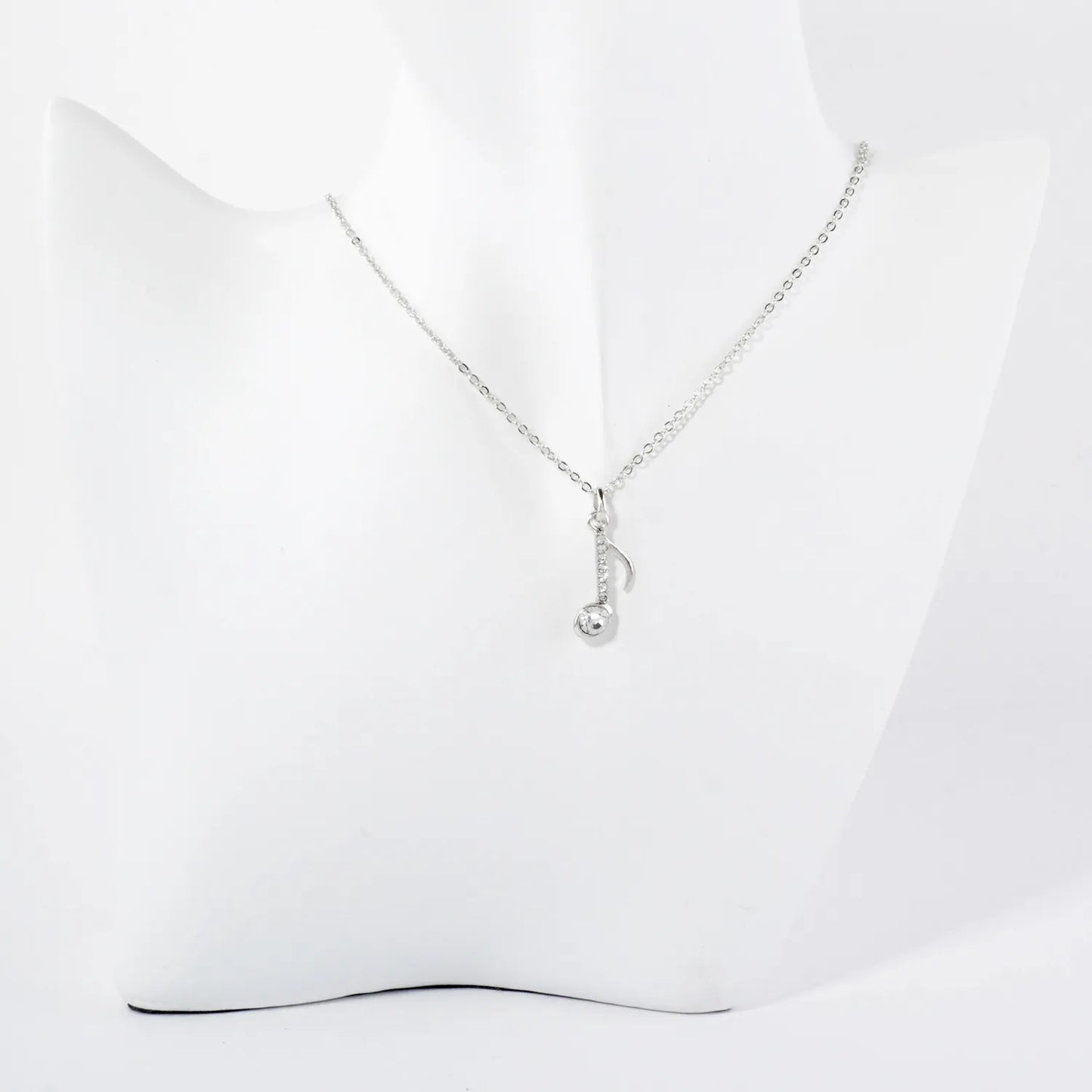 Crystal-Pave 20mm Musical Note Pendant Necklace
