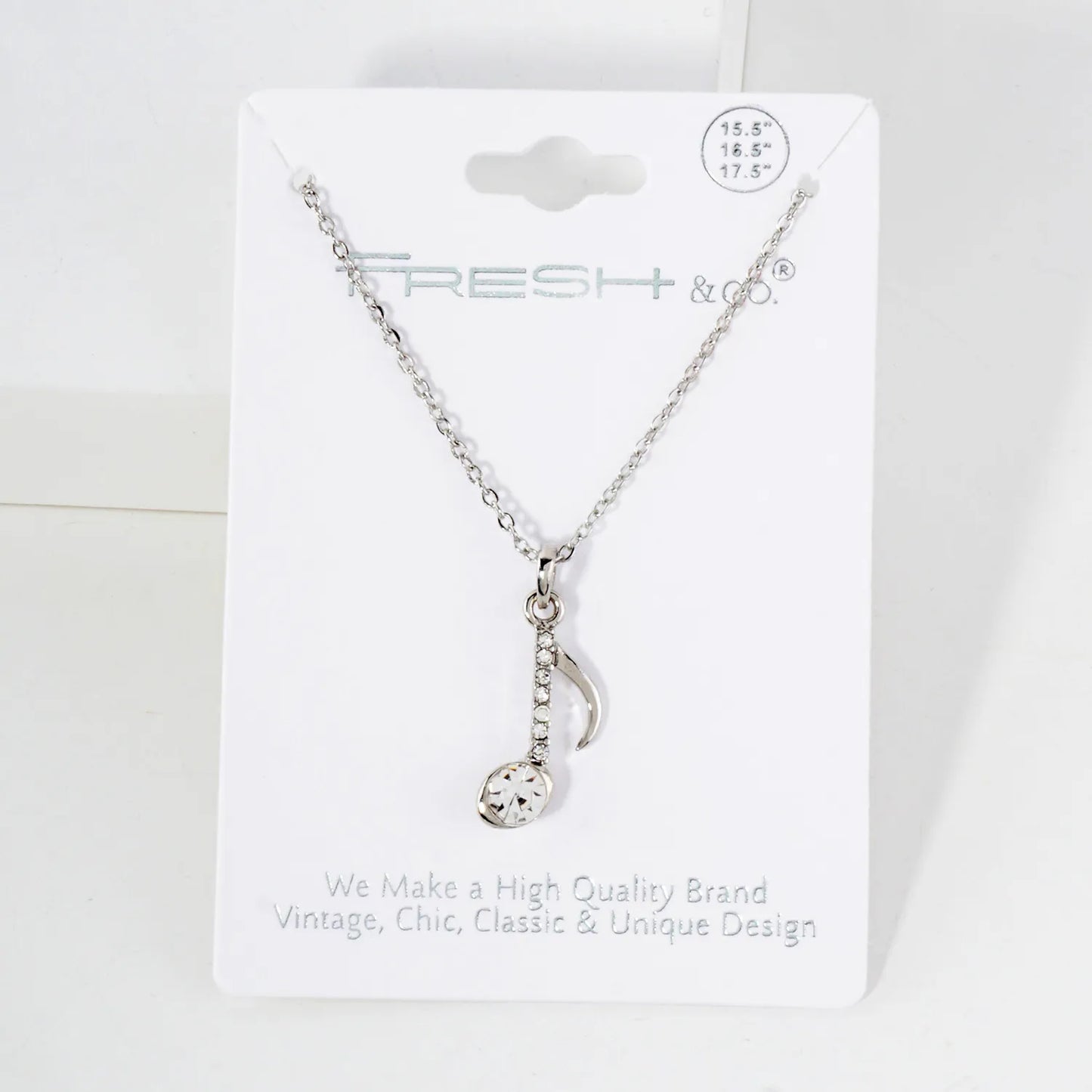 Crystal-Pave 20mm Musical Note Pendant Necklace
