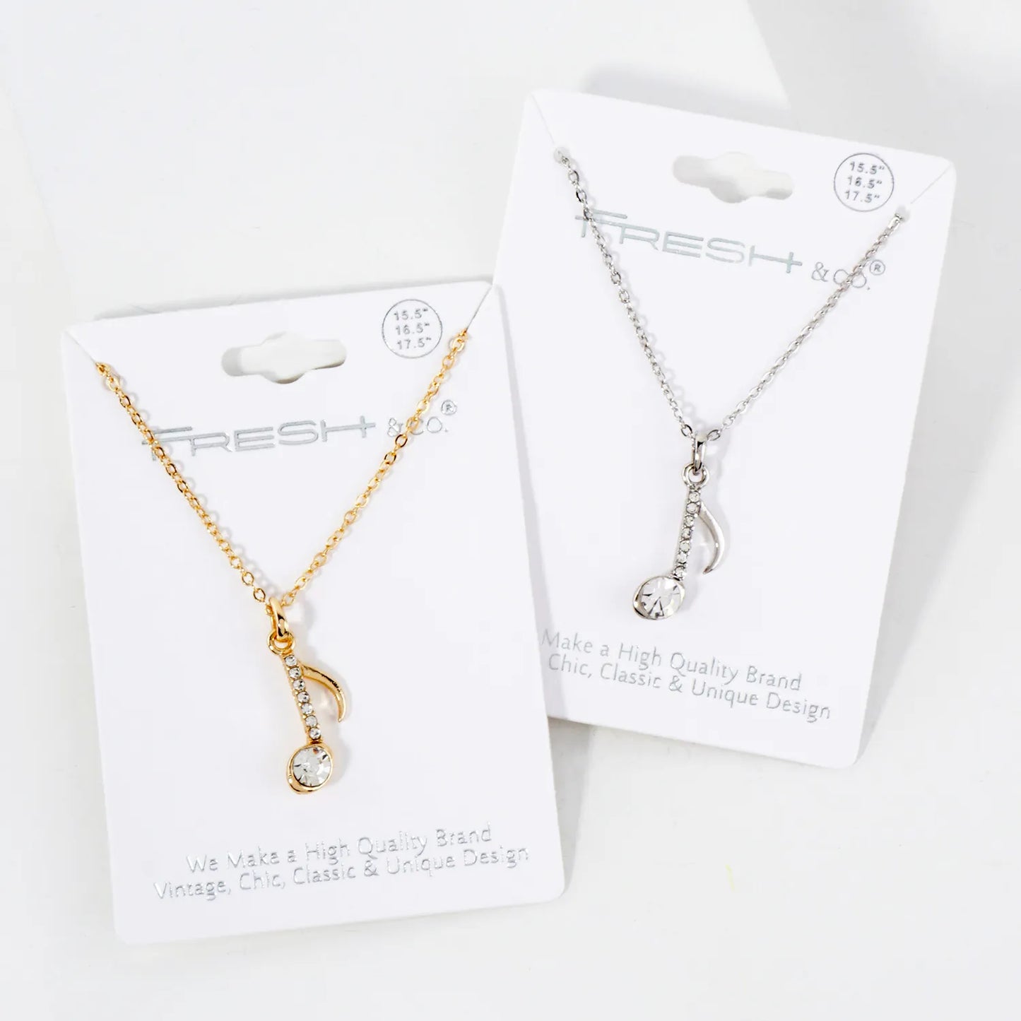 Crystal-Pave 20mm Musical Note Pendant Necklace