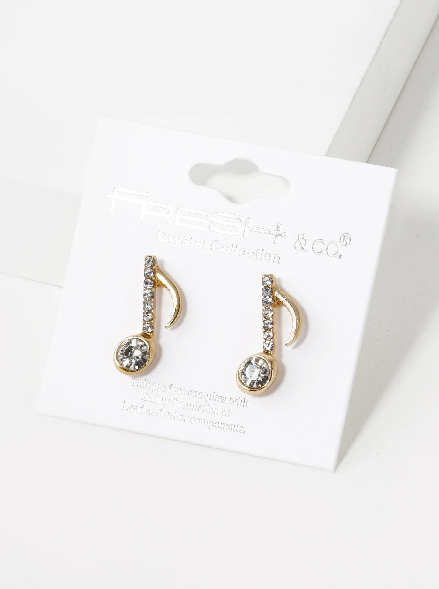 Crystal Pave 20mm Musical Note Stud Earrings