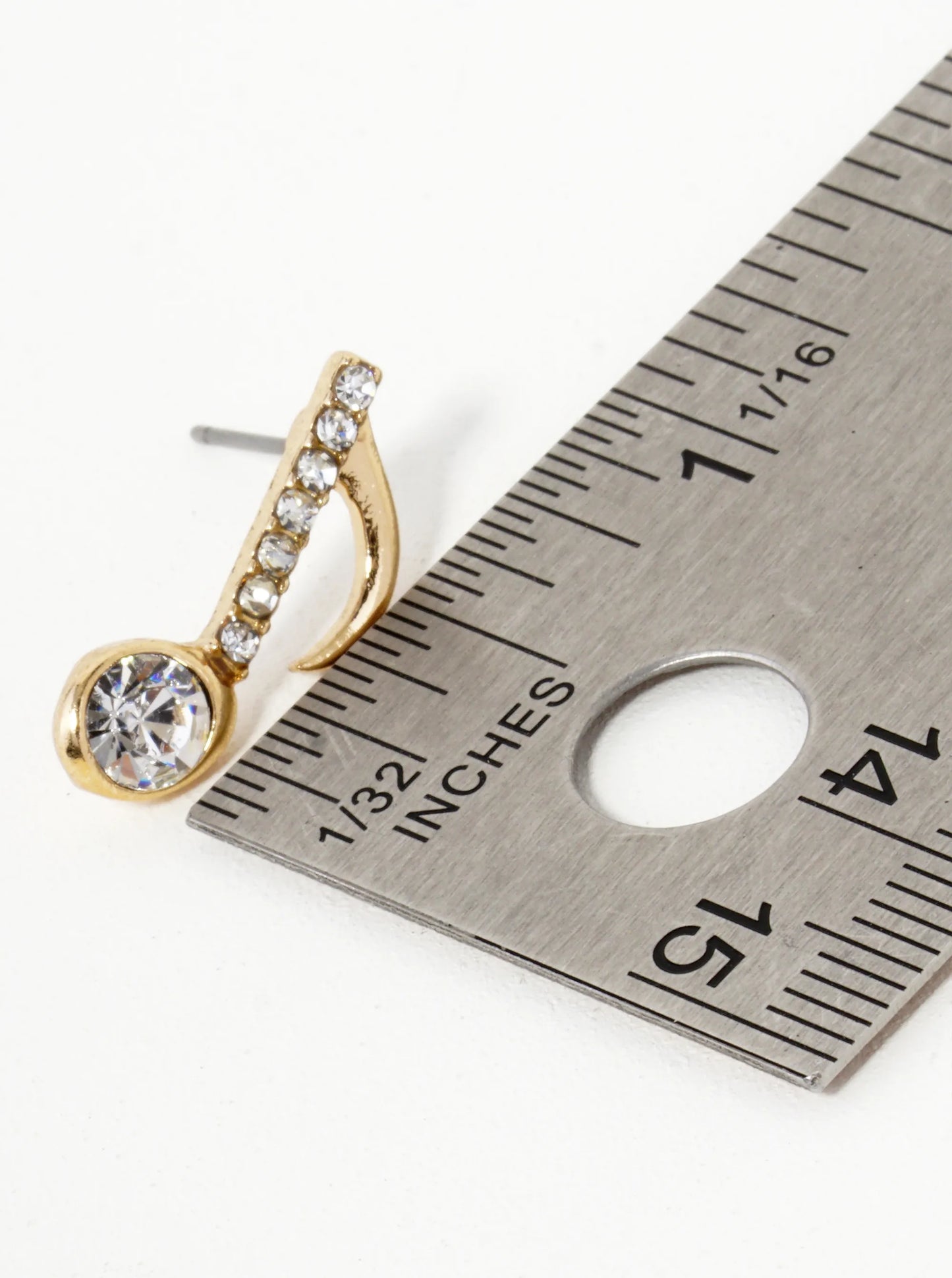 Crystal Pave 20mm Musical Note Stud Earrings