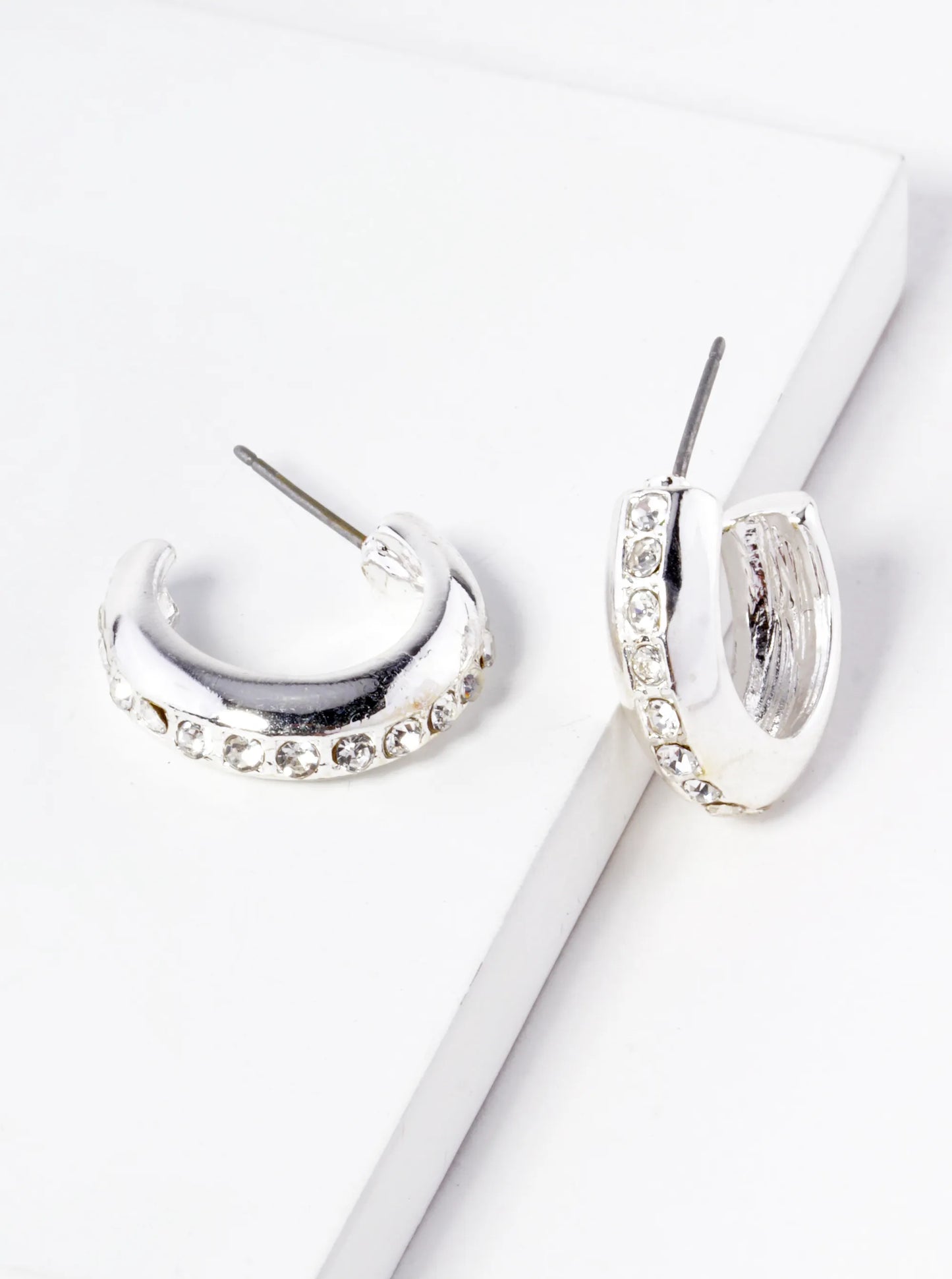 Crystal Pave 20mm Open Hoop Earrings