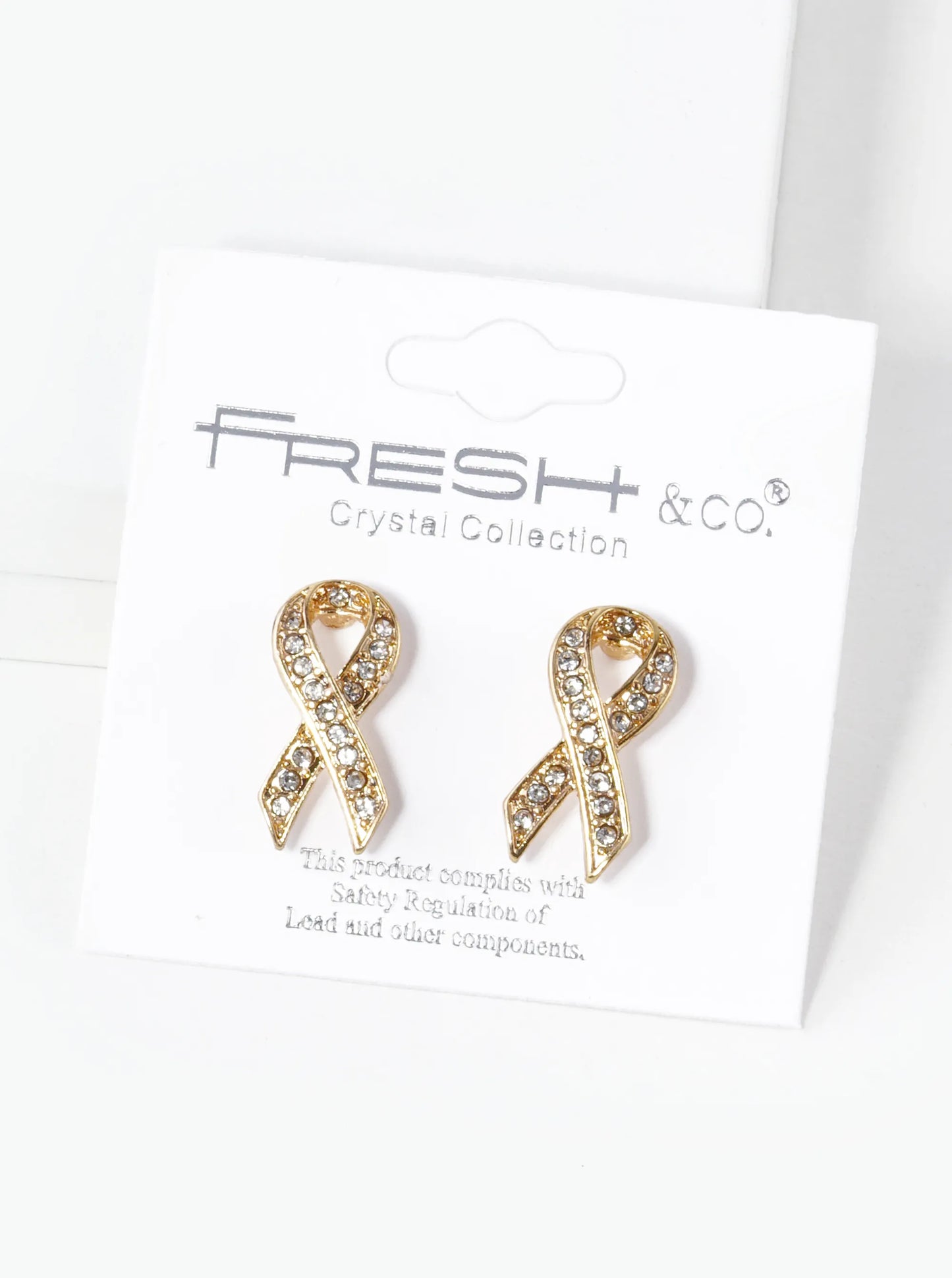 Crystal Pave 20mm Pink Ribbon Stud Earrings