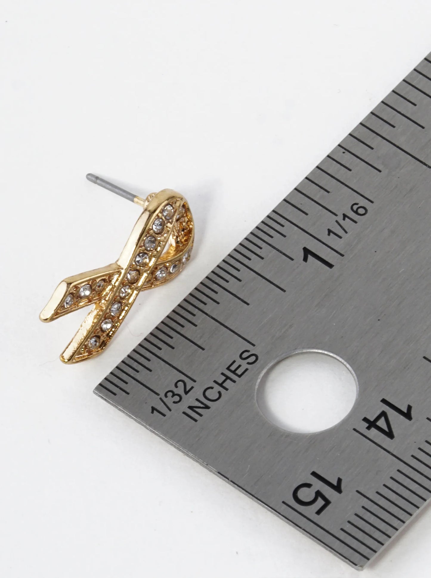 Crystal Pave 20mm Pink Ribbon Stud Earrings