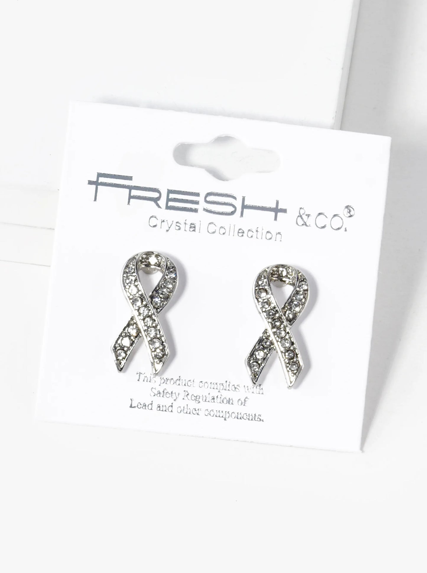 Crystal Pave 20mm Pink Ribbon Stud Earrings