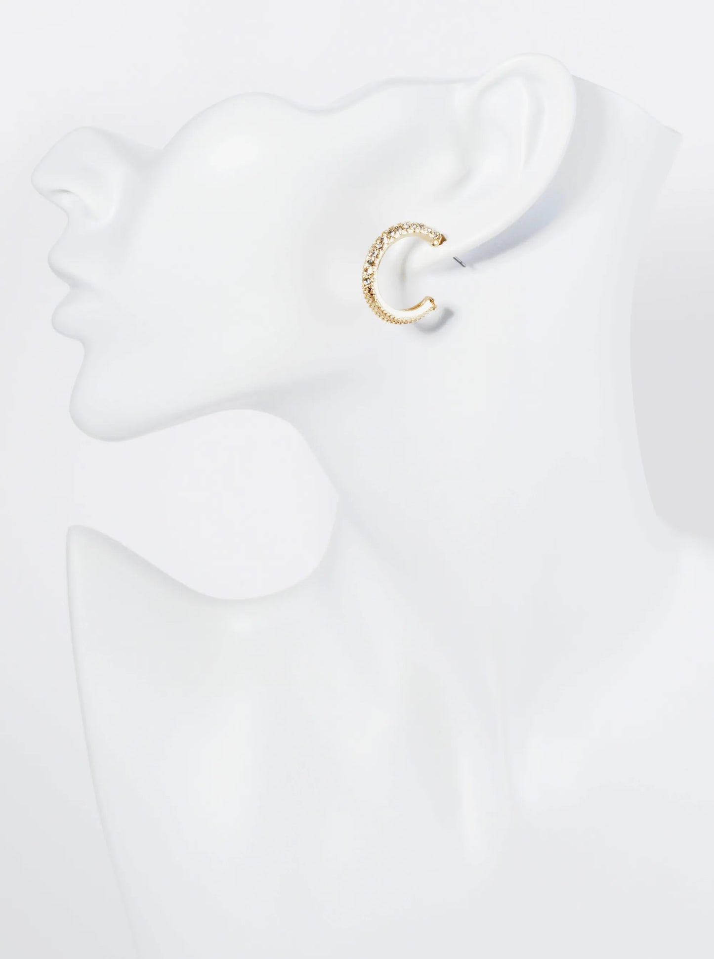 Crystal Pave 20mm Textured Open Hoop Earrings