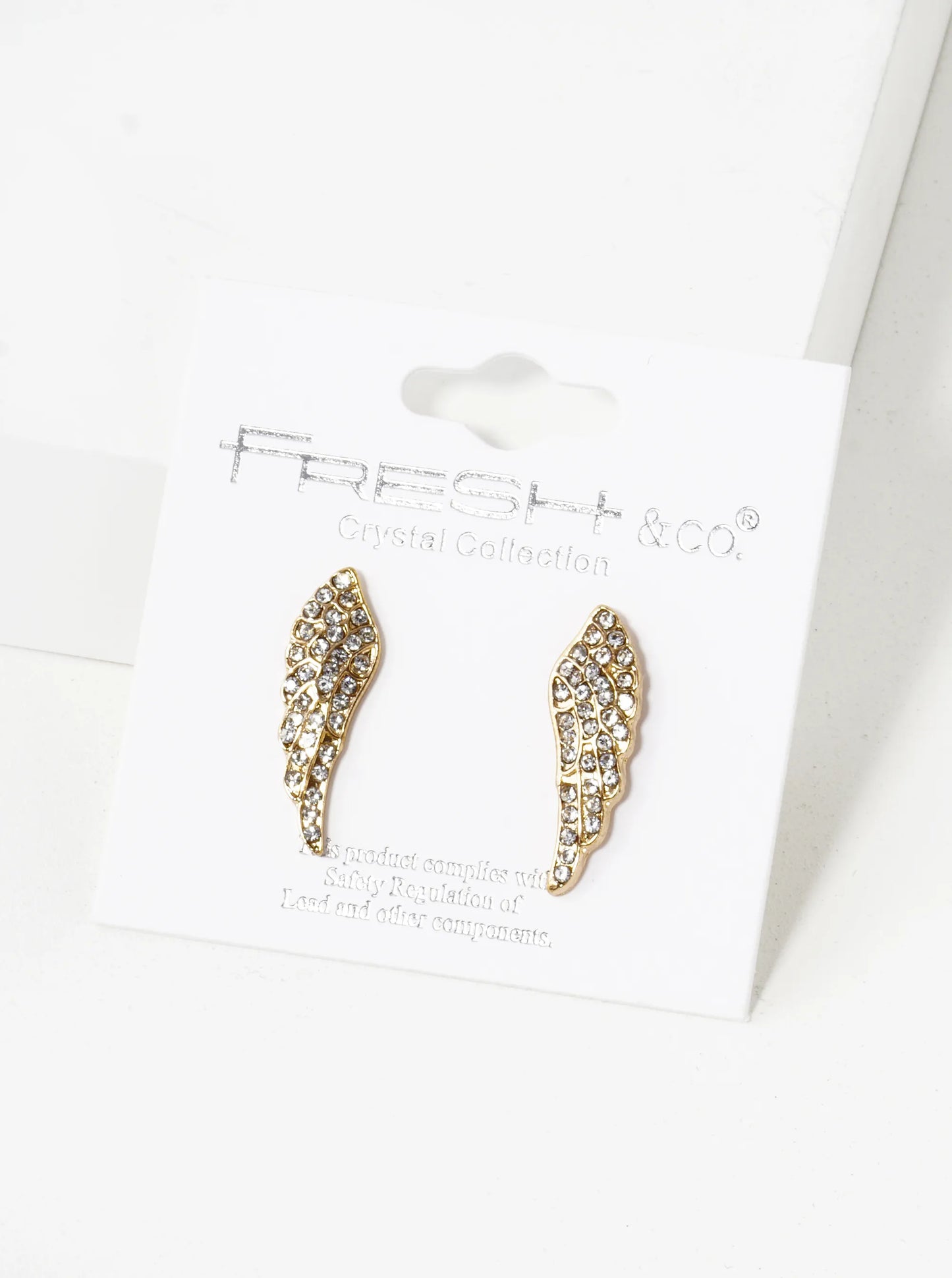 Crystal Pave 22mm Angel Wings Stud Earrings