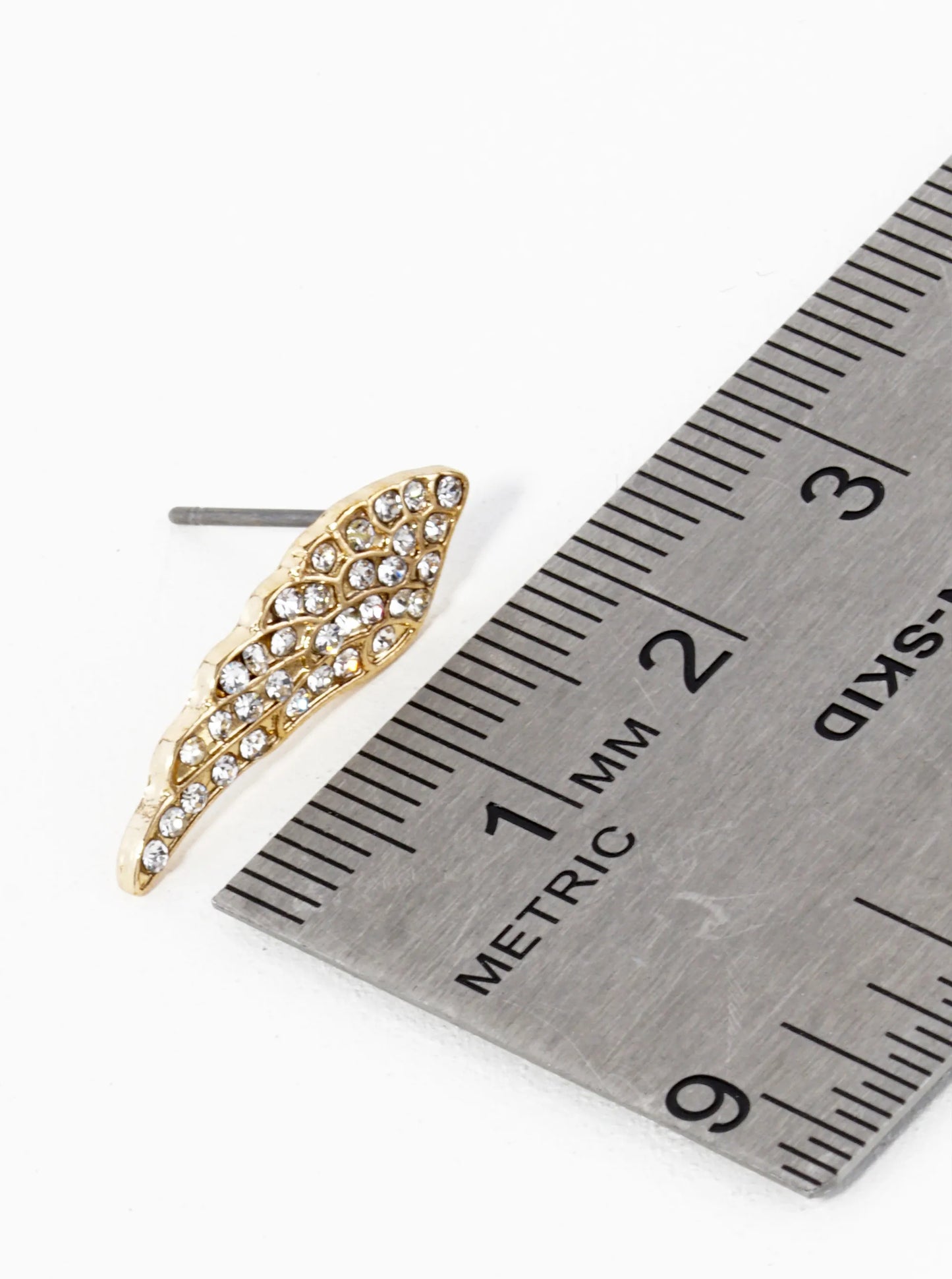 Crystal Pave 22mm Angel Wings Stud Earrings