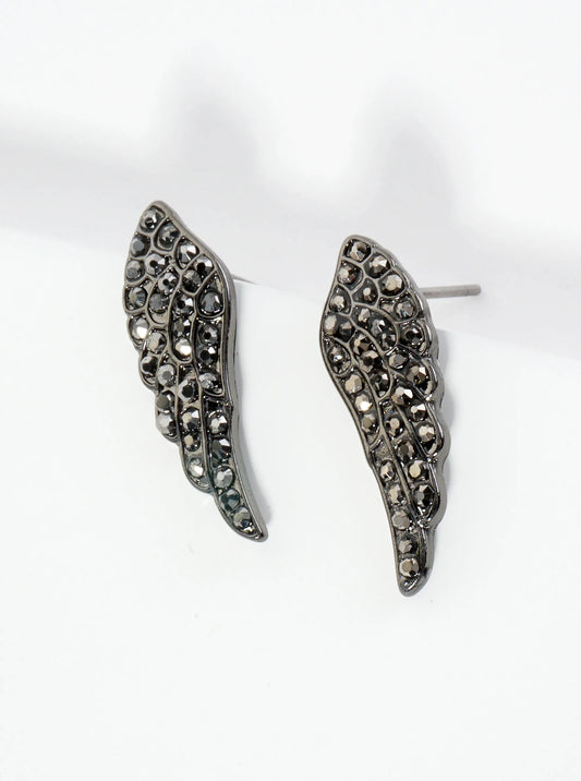 Crystal Pave 22mm Angel Wings Stud Earrings
