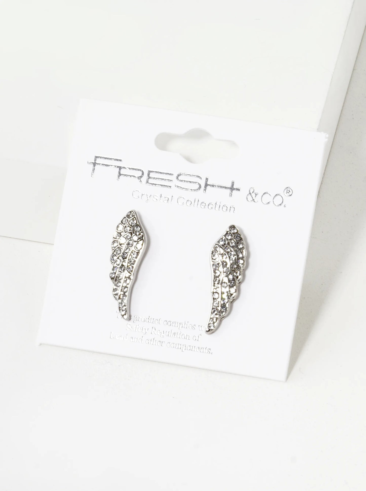 Crystal Pave 22mm Angel Wings Stud Earrings