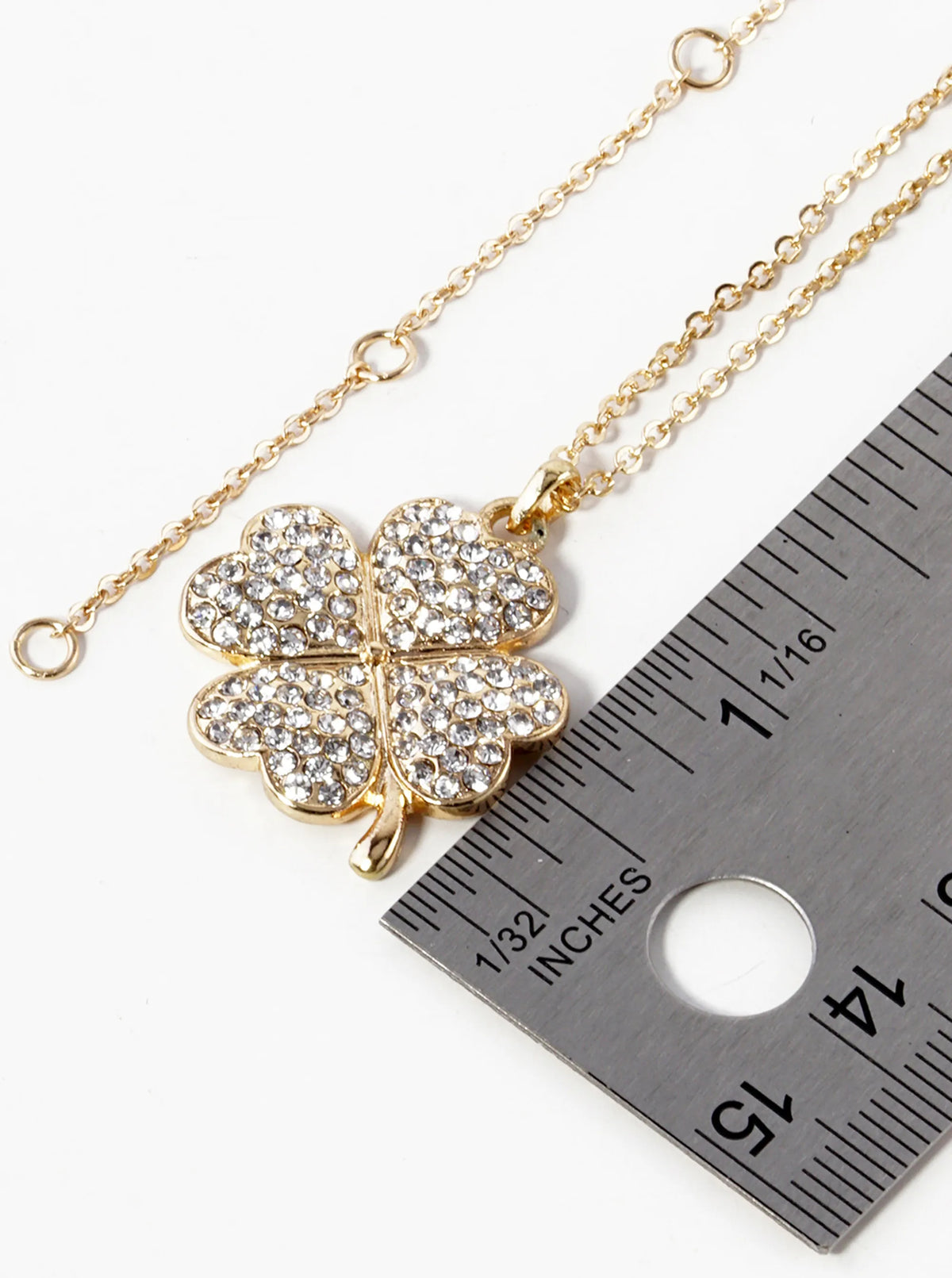 Crystal Pave 25mm Four-Leaf Clover Pendant Necklace