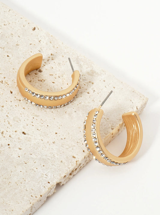 Crystal Pave 25mm Wide Open Hoop Earrings