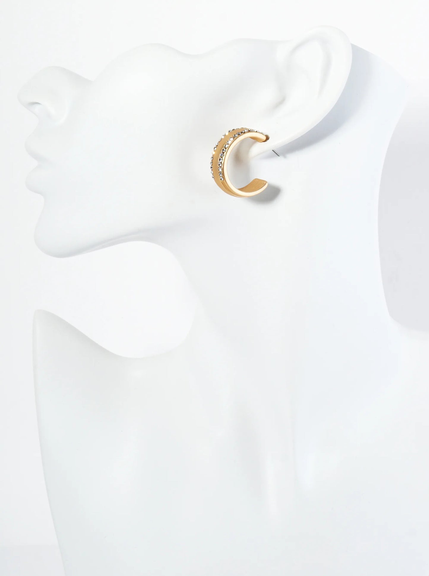 Crystal Pave 25mm Wide Open Hoop Earrings