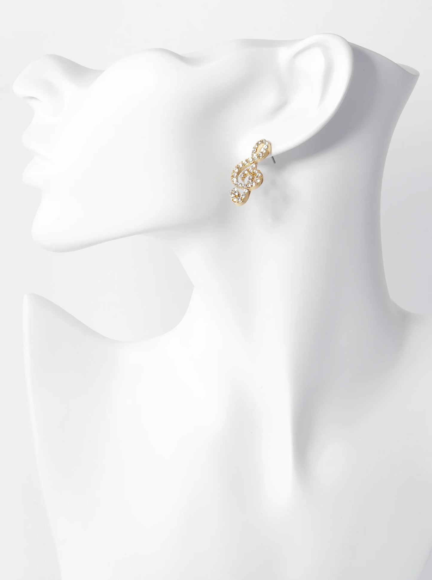 Crystal Pave 27mm Musical Note Stud Earrings