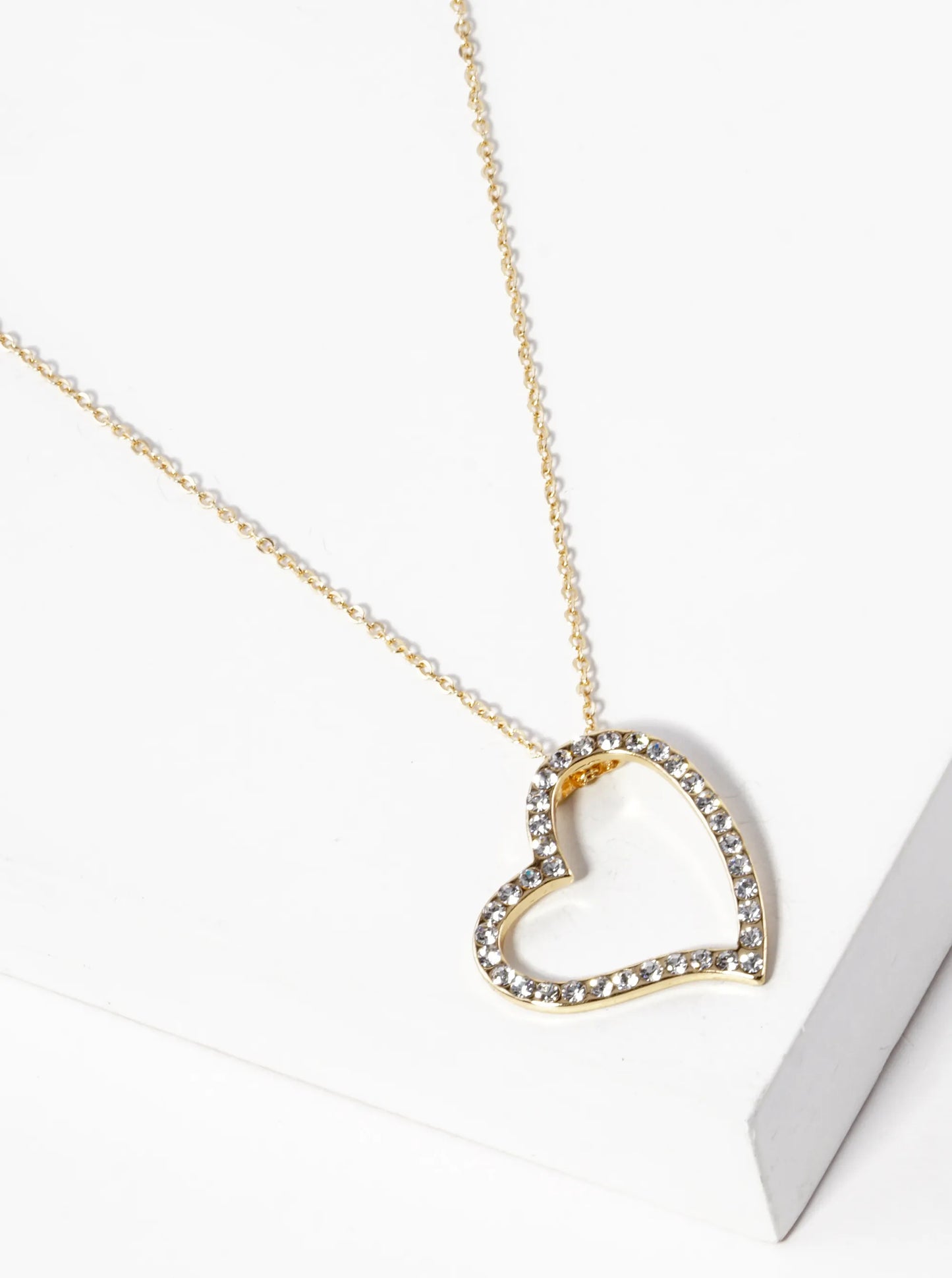 Crystal Pave 30mm Heart Pendant Necklace