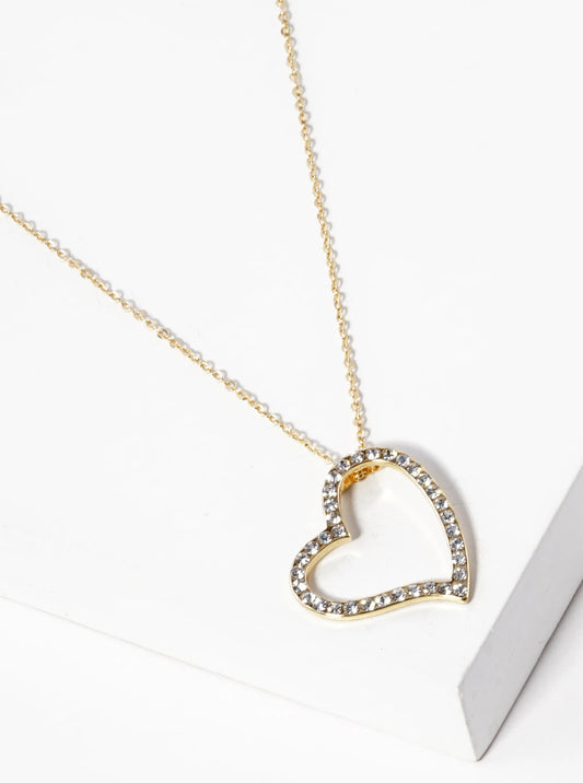 Crystal Pave 30mm Heart Pendant Necklace