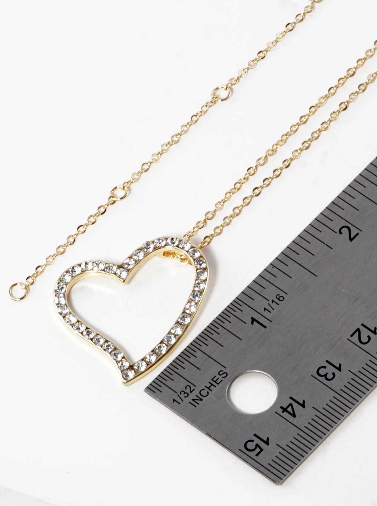 Crystal Pave 30mm Heart Pendant Necklace