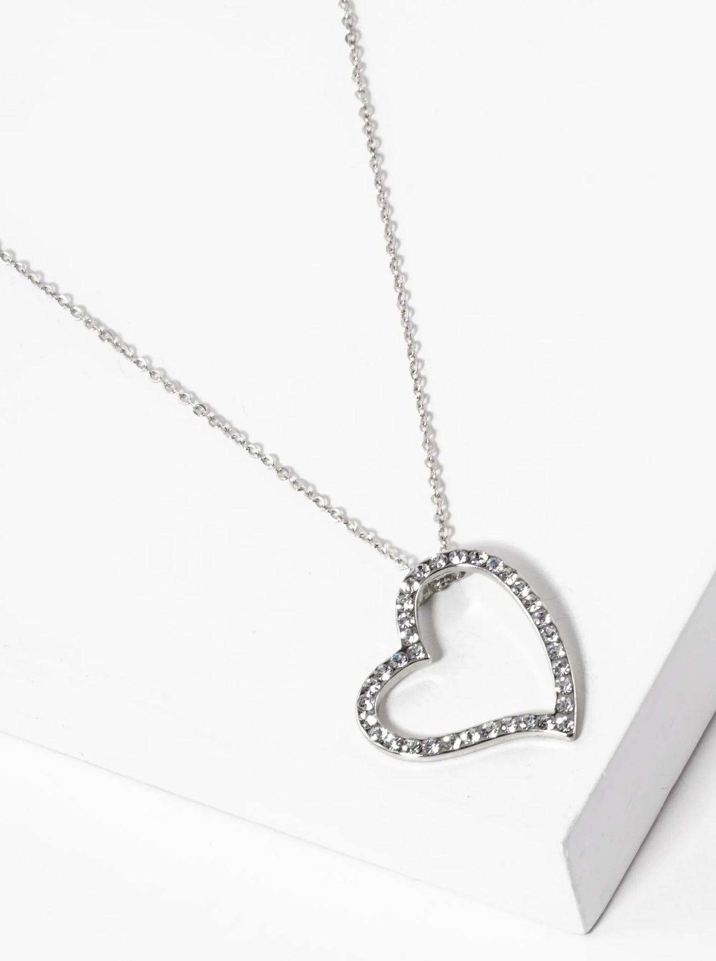 Crystal Pave 30mm Heart Pendant Necklace