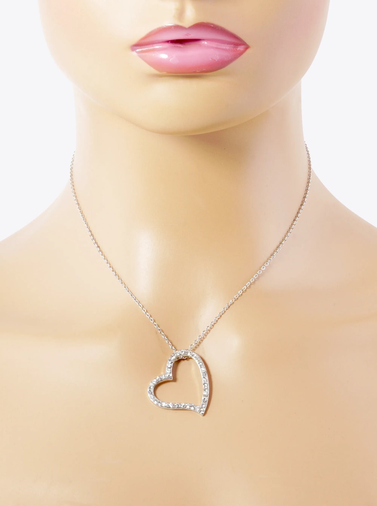Crystal Pave 30mm Heart Pendant Necklace